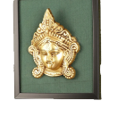 Brass Goddess Kali Face Hanging Wooden Frame 13.5"x14.5" Premium Fabric | Jaipurio